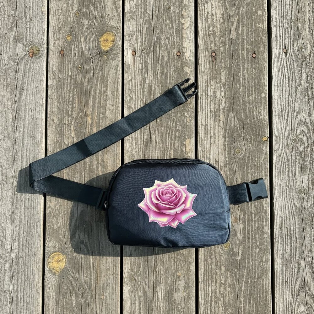 Shimmer Petal Rose – Pink rose with soft shimmering highlights– Black Bag